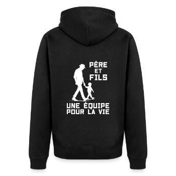 Père et Fils Une équipe Pour La Vie - Veste à capuche bio Premium Unisexe - noir - Dos - Nico (187cm)