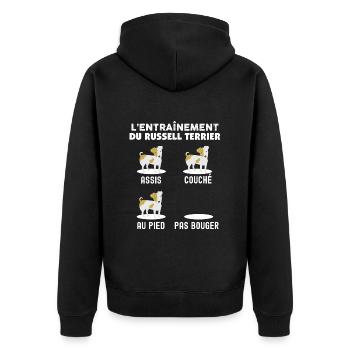 L'entraînement du Russell Terrier Chien Cadeau - Veste à capuche bio Premium Unisexe - noir - Dos - Nico (187cm)