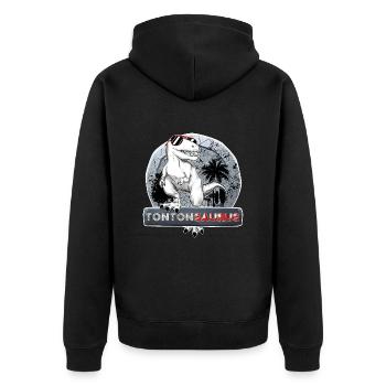 Tontonsaurus My Tonton Dinosaur Tearing - Unisex Premium Organic Zip Hoodie - black - Back - Nico (187cm)