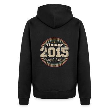 2015 Retro Vintage Birthday Born In - 2015 - Unisex Premium Organic Zip Hoodie - black - Back - Nico (187cm)