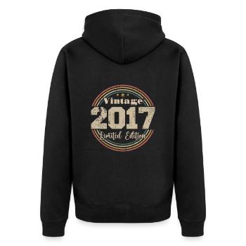 2017 Retro Vintage Birthday Born In - 2017 - Unisex Premium Organic Zip Hoodie - black - Back - Nico (187cm)