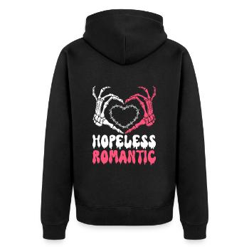 Hoffnungslos romantisches Halloween-Stimmungs-Herz. ich - Unisex Premium Bio Zip Hoodie - Schwarz - Hinten - Nico (187cm)