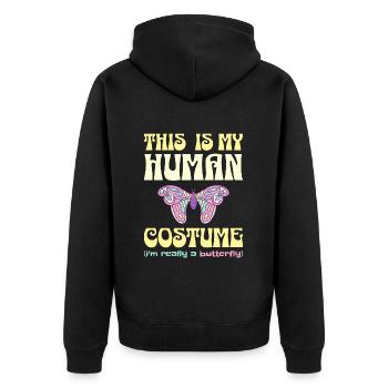 Costume Papillon Humour Costume D'Halloween - Veste à capuche bio Premium Unisexe - noir - Dos - Nico (187cm)