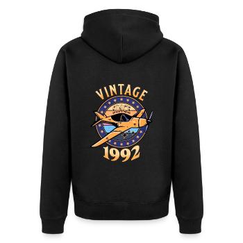 Avion Vintage 1992 30 Ans Anniversaire - Veste à capuche bio Premium Unisexe - noir - Dos - Nico (187cm)