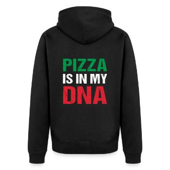 Pizza is in my DNA Italien Pizza - Unisex Premium Bio Zip Hoodie - Schwarz - Hinten - Nico (187cm)