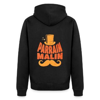 Humour Homme Parrain Malin Parrain Blagueur - Veste à capuche bio Premium Unisexe - noir - Dos - Nico (187cm)