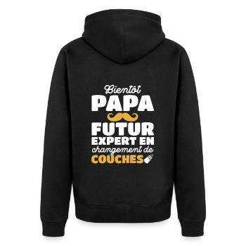 Papa Expert Changement De Couches Futur Papa 2024 - Veste à capuche bio Premium Unisexe - noir - Dos - Nico (187cm)