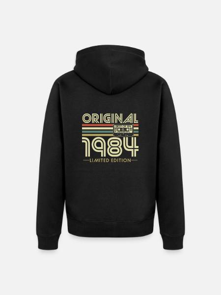 Original 1984 vintage vintage bursdag retro - Premium økologisk unisex-hettejakke - svart