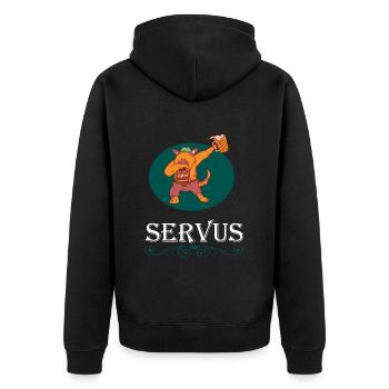Tracht Bayrisch Trachten Bayern Ersatz Bär Tirol - Unisex Premium Organic Zip Hoodie - black - Back - Nico (187cm)