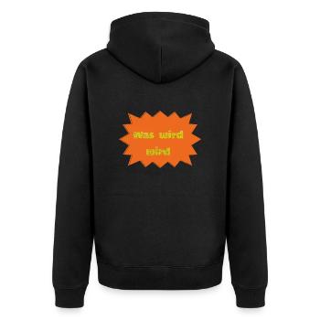 was wird wird - Unisex Premium Bio Zip Hoodie - Schwarz - Hinten - Nico (187cm)