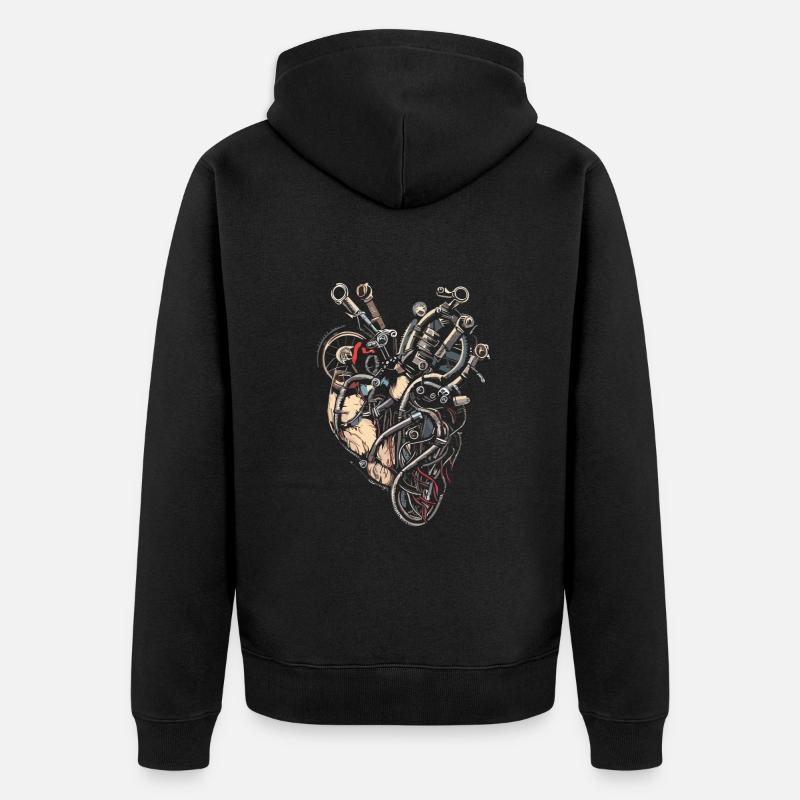 Mécanique Machines Coeur - Veste à capuche bio Premium Unisexe - noir