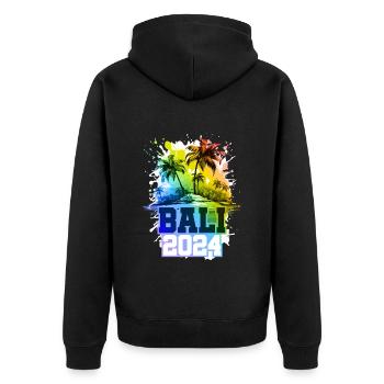 Bali 2024 Holiday Palm Trees Colorful - Unisex Premium Organic Zip Hoodie - black - Back - Nico (187cm)