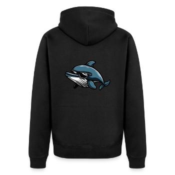 Wal Cool Tier - Unisex Premium Bio Zip Hoodie - Schwarz - Hinten - Nico (187cm)