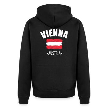 Wien - Unisex Premium Bio Zip Hoodie - Schwarz - Hinten - Nico (187cm)