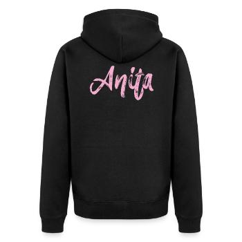 anita,nom,cursif,rose,police - Veste à capuche bio Premium Unisexe - noir - Dos - Nico (187cm)