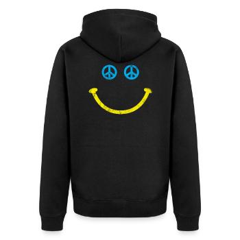 Frieden Freiheit - Unisex Premium Bio Zip Hoodie - Schwarz - Hinten - Nico (187cm)