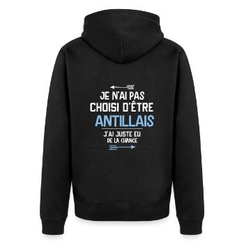 Antillais - Cadeau - Antilles - Chance - Humour - Veste à capuche bio Premium Unisexe - noir - Dos - Nico (187cm)