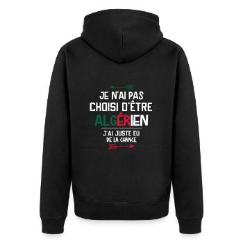 Algérien - Algérie - Homme - Cadeau - Chance - Veste à capuche bio Premium Unisexe - noir - Dos - Nico (187cm)