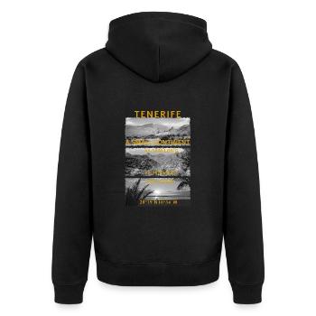 Tenerife a small continent Teide Teno Mountains - Unisex Premium Organic Zip Hoodie - black - Back - Nico (187cm)