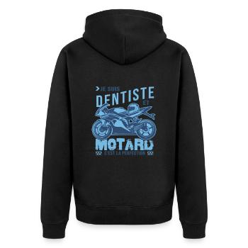 motard parfait dentiste parfait - Veste à capuche bio Premium Unisexe - noir - Dos - Nico (187cm)