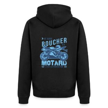 motard parfait boucher parfait - Veste à capuche bio Premium Unisexe - noir - Dos - Nico (187cm)
