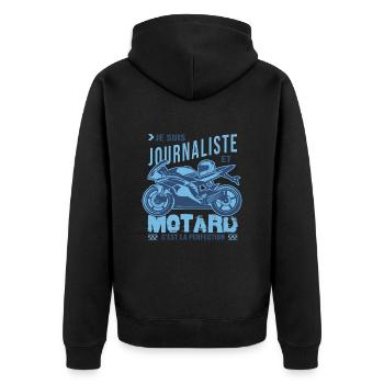 motard parfait journaliste parfait - Veste à capuche bio Premium Unisexe - noir - Dos - Nico (187cm)