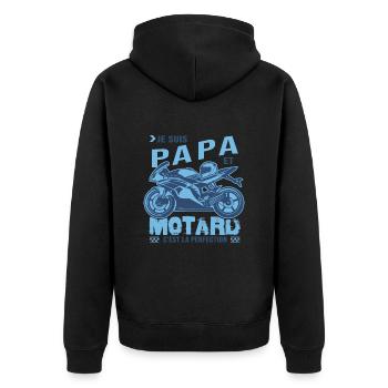 motard parfait papa parfait - Veste à capuche bio Premium Unisexe - noir - Dos - Nico (187cm)