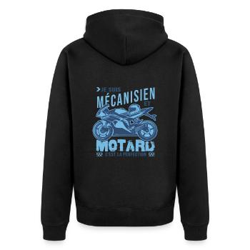 motard parfait mécanisien parfait - Veste à capuche bio Premium Unisexe - noir - Dos - Nico (187cm)