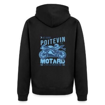 motard parfait poitevin parfait - Veste à capuche bio Premium Unisexe - noir - Dos - Nico (187cm)
