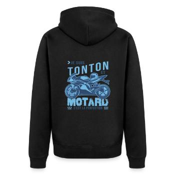motard parfait tonton parfait oncle - Veste à capuche bio Premium Unisexe - noir - Dos - Nico (187cm)