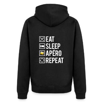 Eat Sleep Apéro Repeat Blague Alcool Humour - Veste à capuche bio Premium Unisexe - noir - Dos - Nico (187cm)