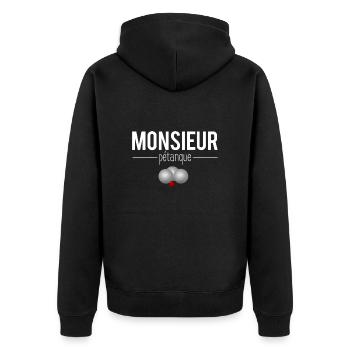 Monsieur Pétanque Boules Bouliste Humour - Veste à capuche bio Premium Unisexe - noir - Dos - Nico (187cm)