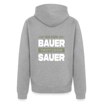 Bin Kein Bauer Trotzdem Sauer Demonstration Demo - Unisex Premium Bio Zip Hoodie - Grau meliert - Hinten - Nico (187cm)