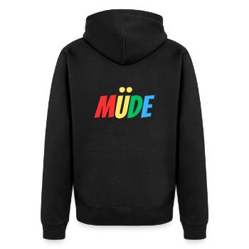 Einfach Müde Chillen Schlafen lustiges Geschenk - Unisex Premium Bio Zip Hoodie - Schwarz - Hinten - Nico (187cm)
