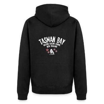 Tasman Bay Nelson sailing school - Unisex Premium Organic Zip Hoodie - black - Back - Nico (187cm)