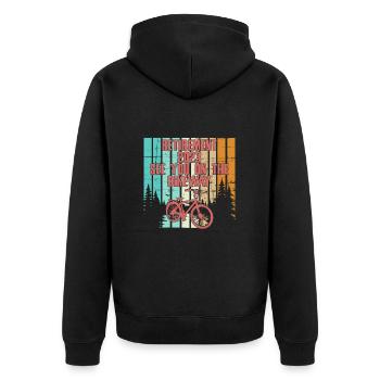 Pension Rente 2023 Rentner Fahrrad Opa Oma Vintage - Unisex Premium Bio Zip Hoodie - Schwarz - Hinten - Nico (187cm)