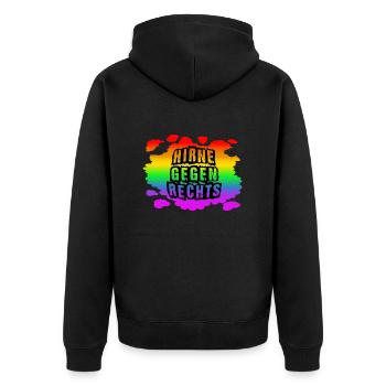 AfD stoppen gegen rechts Demokratie Vielfalt links - Unisex Premium Bio Zip Hoodie - Schwarz - Hinten - Nico (187cm)