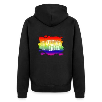 AfD stoppen gegen rechts Demokratie Vielfalt links - Unisex Premium Bio Zip Hoodie - Schwarz - Hinten - Nico (187cm)