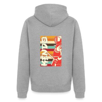 Kendo - Unisex Premium Organic Zip Hoodie - heather grey - Back - Nico (187cm)