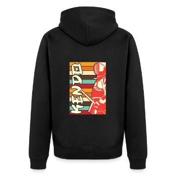 Kendo - Unisex Premium Organic Zip Hoodie - black - Back - Nico (187cm)