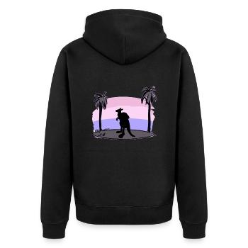 Känguru mit Rucksack und Schuhe - Unisex Premium Bio Zip Hoodie - Schwarz - Hinten - Nico (187cm)