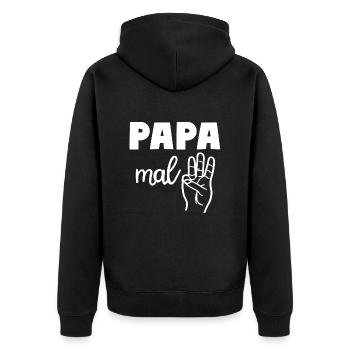 Papa mal Drei 3 Kinder Papa - Unisex Premium Bio Zip Hoodie - Schwarz - Hinten - Nico (187cm)