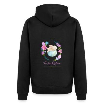 Frohe Ostern - Osterhase - Unisex Premium Bio Zip Hoodie - Schwarz - Hinten - Nico (187cm)