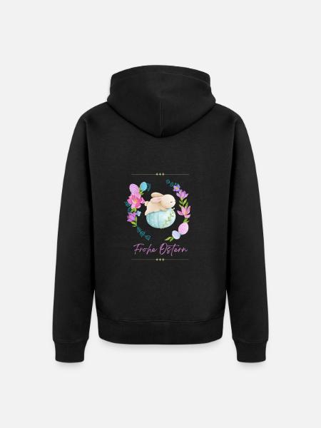 Frohe Ostern - Osterhase - Unisex Premium Bio Zip Hoodie - Schwarz