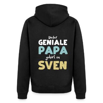 Dieser Geniale Papa Gehört Zu Sven - Unisex Premium Bio Zip Hoodie - Schwarz - Hinten - Nico (187cm)