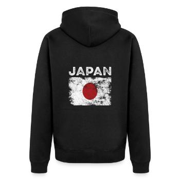 Drapeau japonais en détresse - Drapeau japonais - Veste à capuche bio Premium Unisexe - noir - Dos - Nico (187cm)
