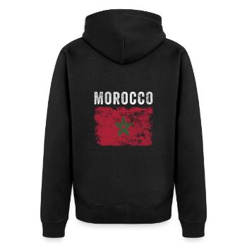Drapeau marocain en détresse - Drapeau marocain - Veste à capuche bio Premium Unisexe - noir - Dos - Nico (187cm)