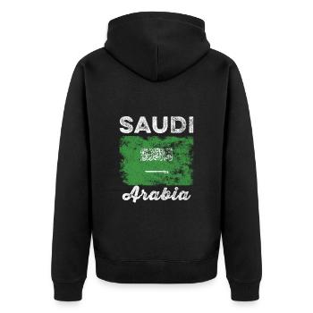 Drapeau de l’Arabie saoudite Drapeau saoudien en détresse - Veste à capuche bio Premium Unisexe - noir - Dos - Nico (187cm)