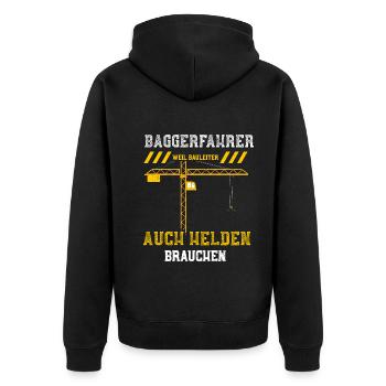 Baggerfahrer Weil Bauleiter Auch... - Unisex Premium Bio Zip Hoodie - Schwarz - Hinten - Nico (187cm)