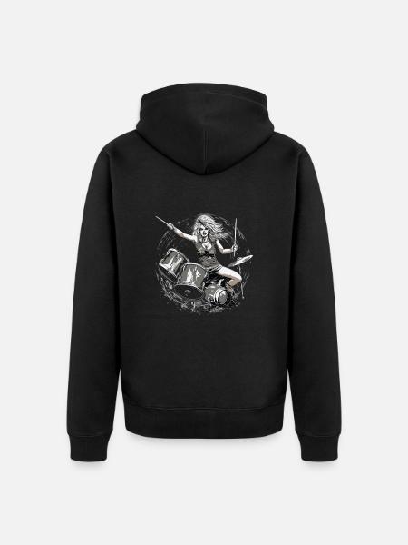 Drummer Girl - Unisex Premium Bio Zip Hoodie - Schwarz